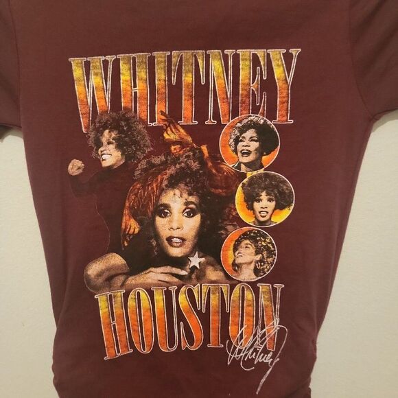 Whit Nip Womens Burgundy Whitney Houston Short Sleeve Pullover T-Shirt Size S - Picture 3 of 6
